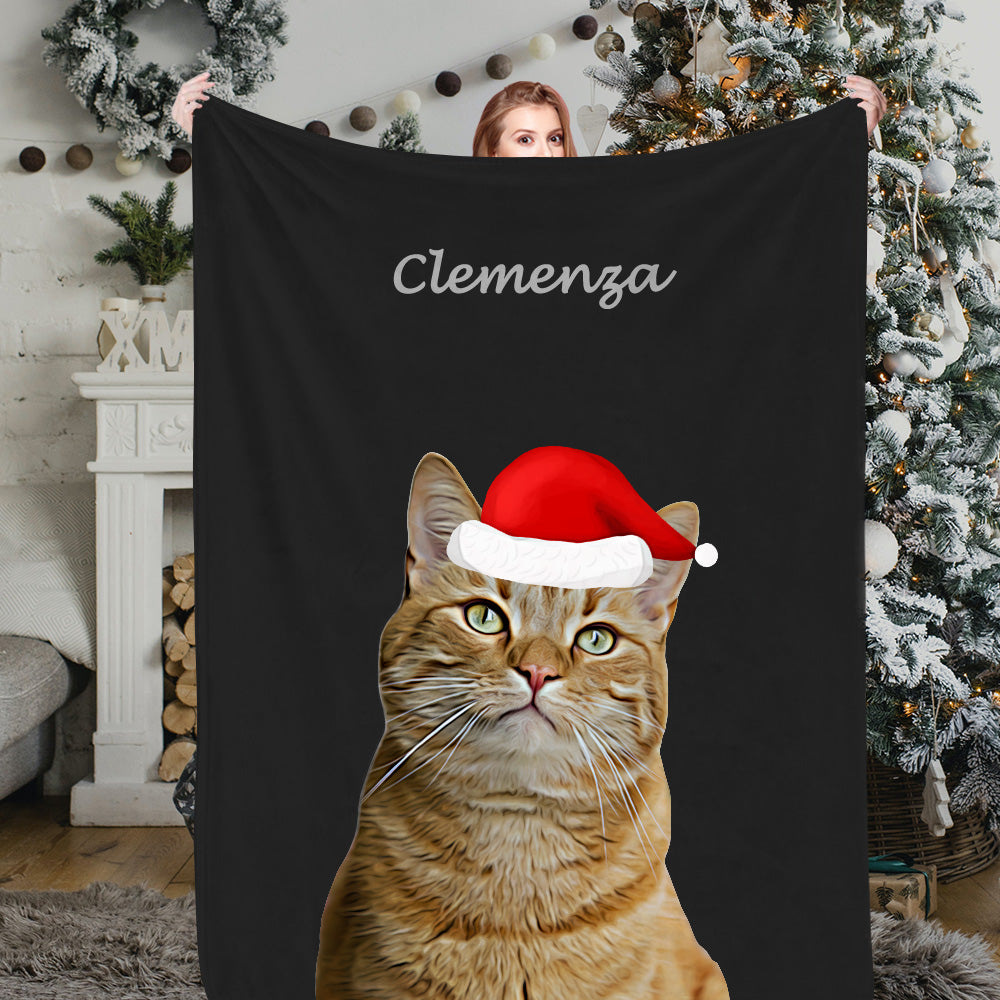 Personalisierte Haustier Weihnachtsdecke Katze Hund Foto Decke Kuscheldecke