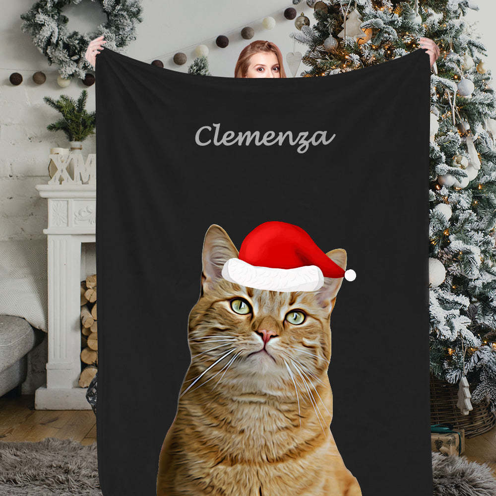 Personalisierte Haustier Weihnachtsdecke Katze Hund Foto Decke Kuscheldecke