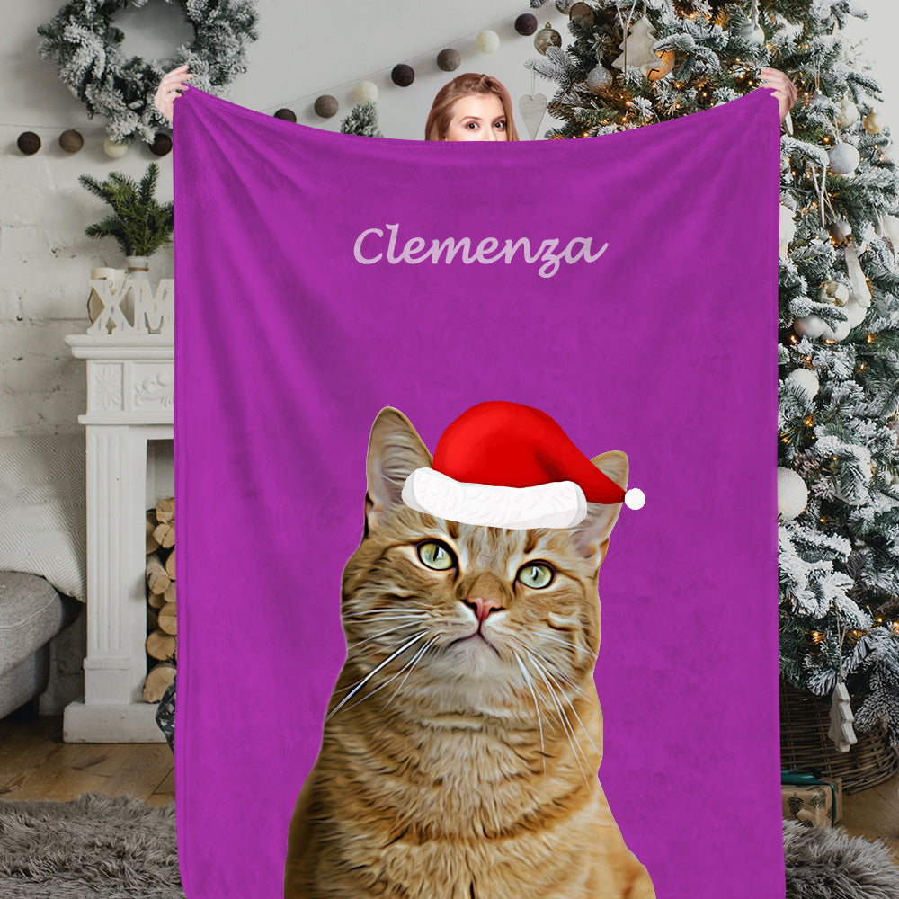 Personalisierte Haustier Weihnachtsdecke Katze Hund Foto Decke Kuscheldecke