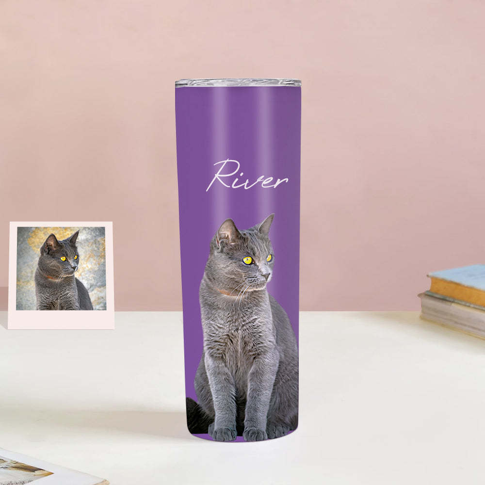 Personalisierte 0,6L Haustierfoto Becher Personalisierte Haustier Kaffee Tasse Schlanker Edelstahlbecher 20oz Weihnachtsgeschenk