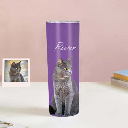 Personalisierte 0,6L Haustierfoto Becher Personalisierte Haustier Kaffee Tasse Schlanker Edelstahlbecher 20oz Weihnachtsgeschenk