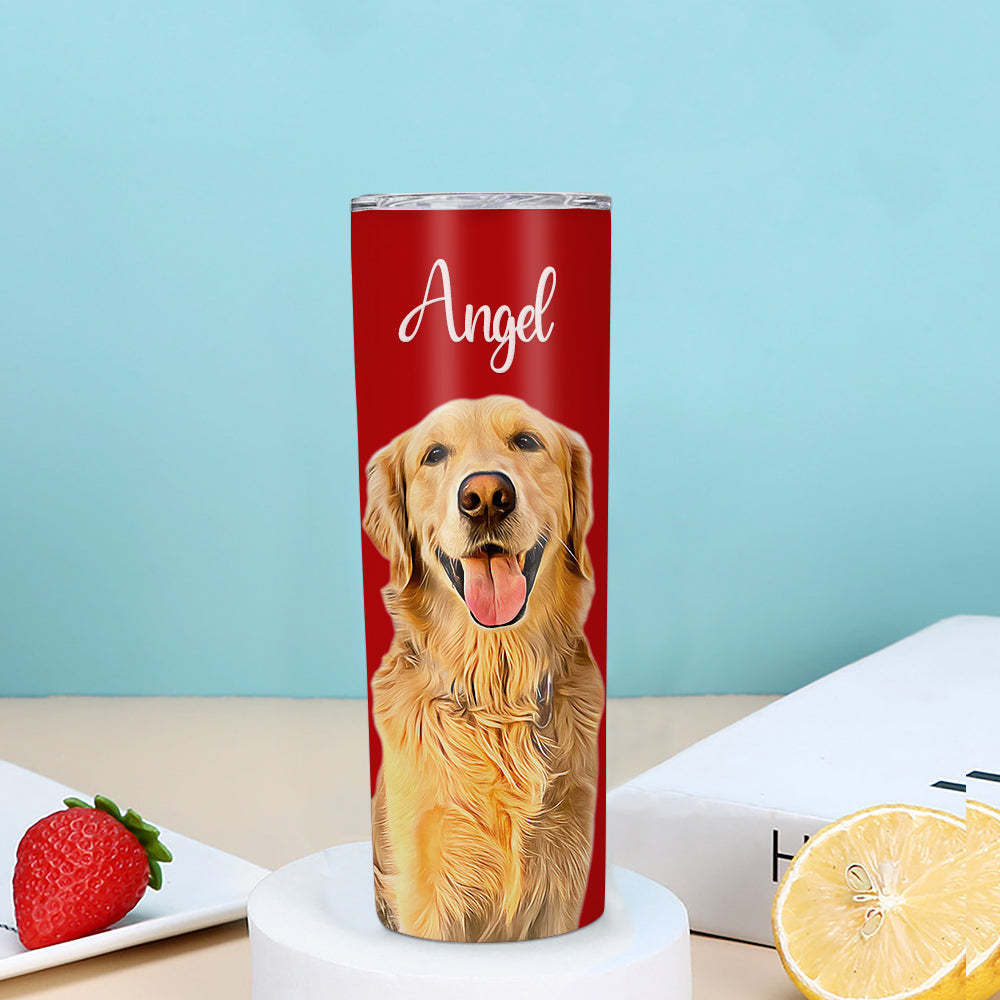 Personalisierte 0,6L Haustierfoto Becher Personalisierte Haustier Kaffee Tasse Schlanker Edelstahlbecher 20oz Weihnachtsgeschenk