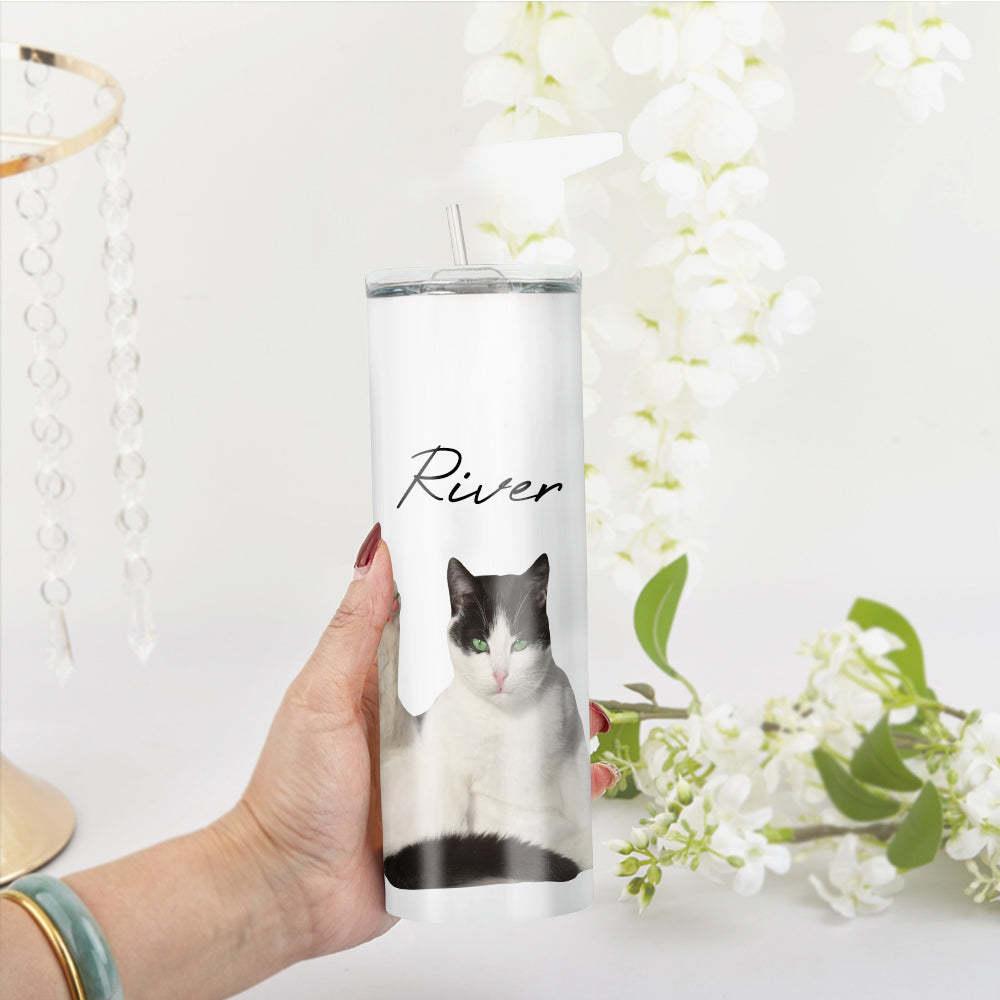 Personalisierte 0,6L Haustierfoto Becher Personalisierte Haustier Kaffee Tasse Schlanker Edelstahlbecher 20oz Weihnachtsgeschenk
