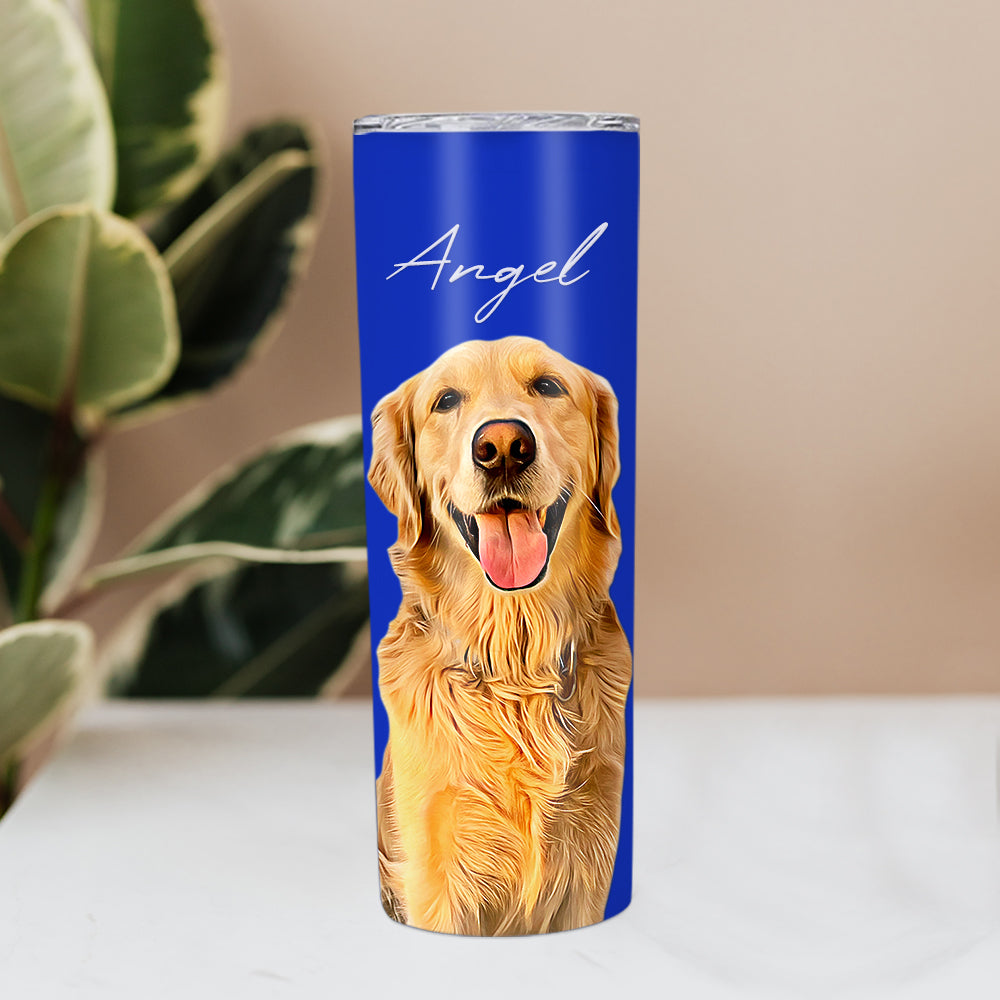 Personalisierte 0,6L Haustierfoto Becher Personalisierte Haustier Kaffee Tasse Schlanker Edelstahlbecher 20oz Weihnachtsgeschenk