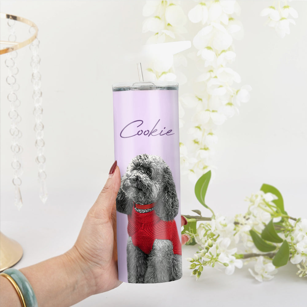 Personalisierte 0,6L Haustierfoto Becher Personalisierte Haustier Kaffee Tasse Schlanker Edelstahlbecher 20oz Weihnachtsgeschenk