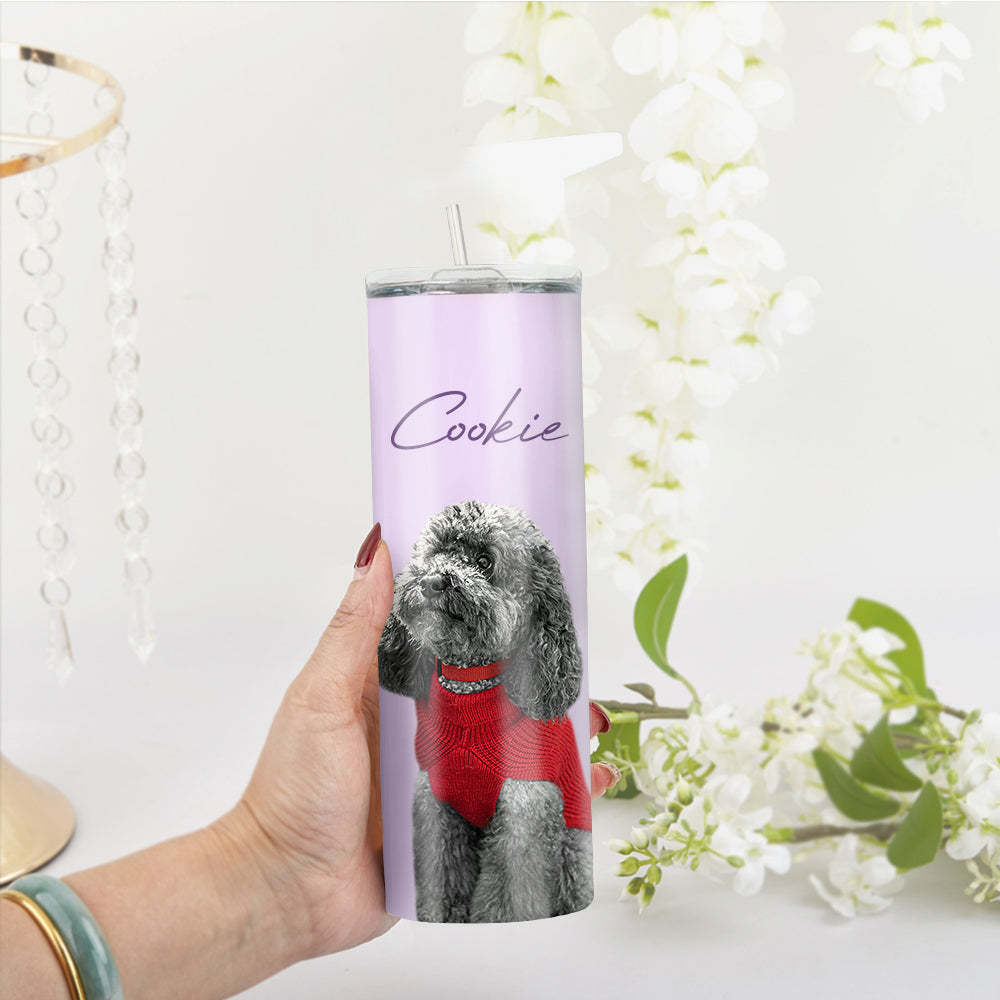 Personalisierte 0,6L Haustierfoto Becher Personalisierte Haustier Kaffee Tasse Schlanker Edelstahlbecher 20oz Weihnachtsgeschenk