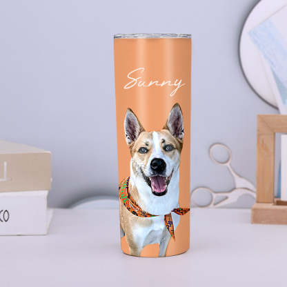 Personalisierte 0,6L Haustierfoto Becher Personalisierte Haustier Kaffee Tasse Schlanker Edelstahlbecher 20oz Weihnachtsgeschenk