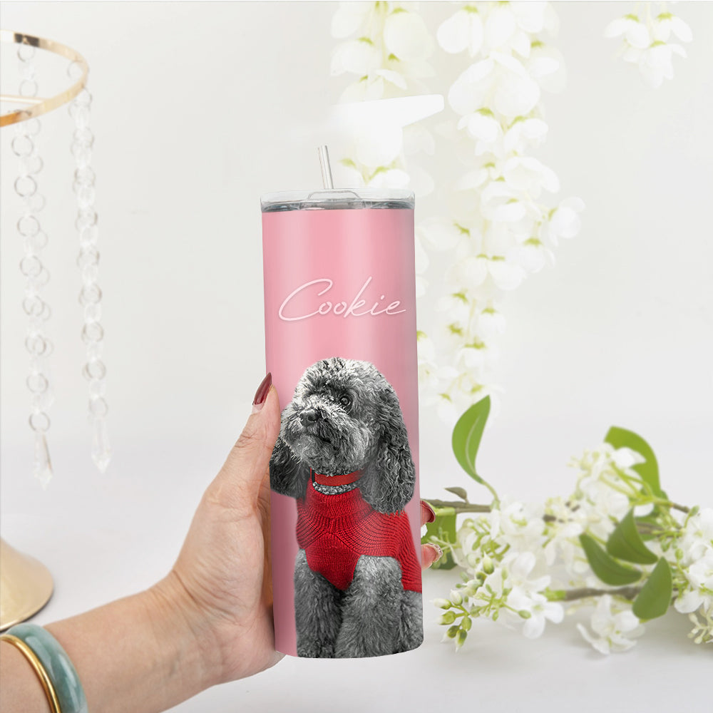 Personalisierte 0,6L Haustierfoto Becher Personalisierte Haustier Kaffee Tasse Schlanker Edelstahlbecher 20oz Weihnachtsgeschenk