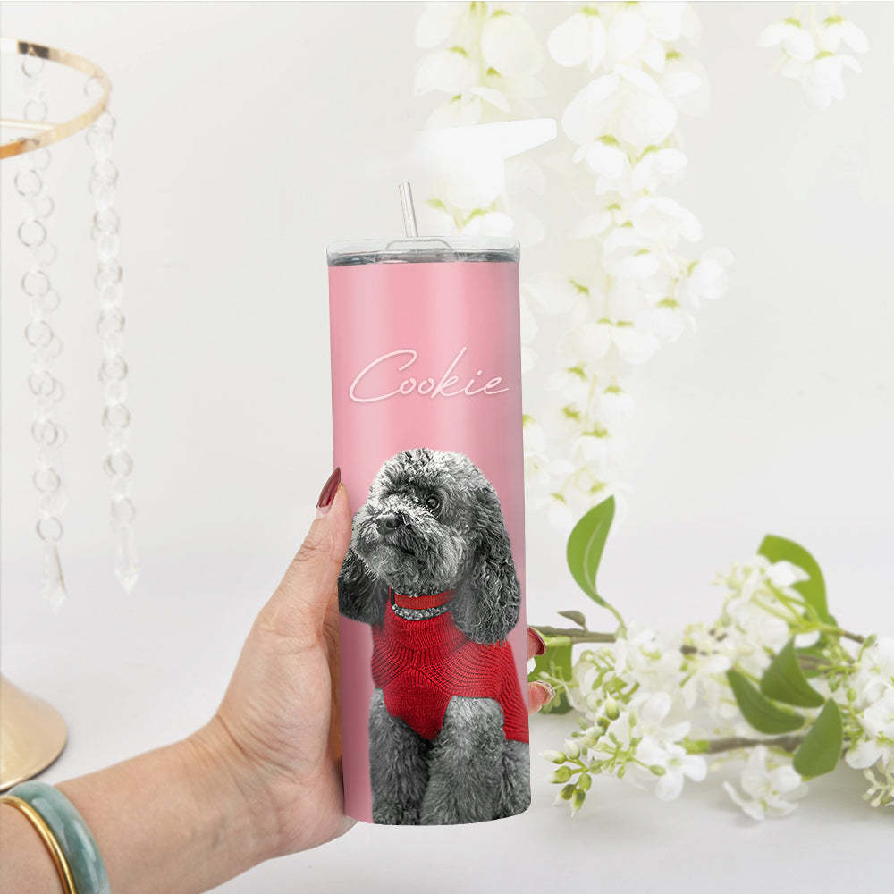 Personalisierte 0,6L Haustierfoto Becher Personalisierte Haustier Kaffee Tasse Schlanker Edelstahlbecher 20oz Weihnachtsgeschenk