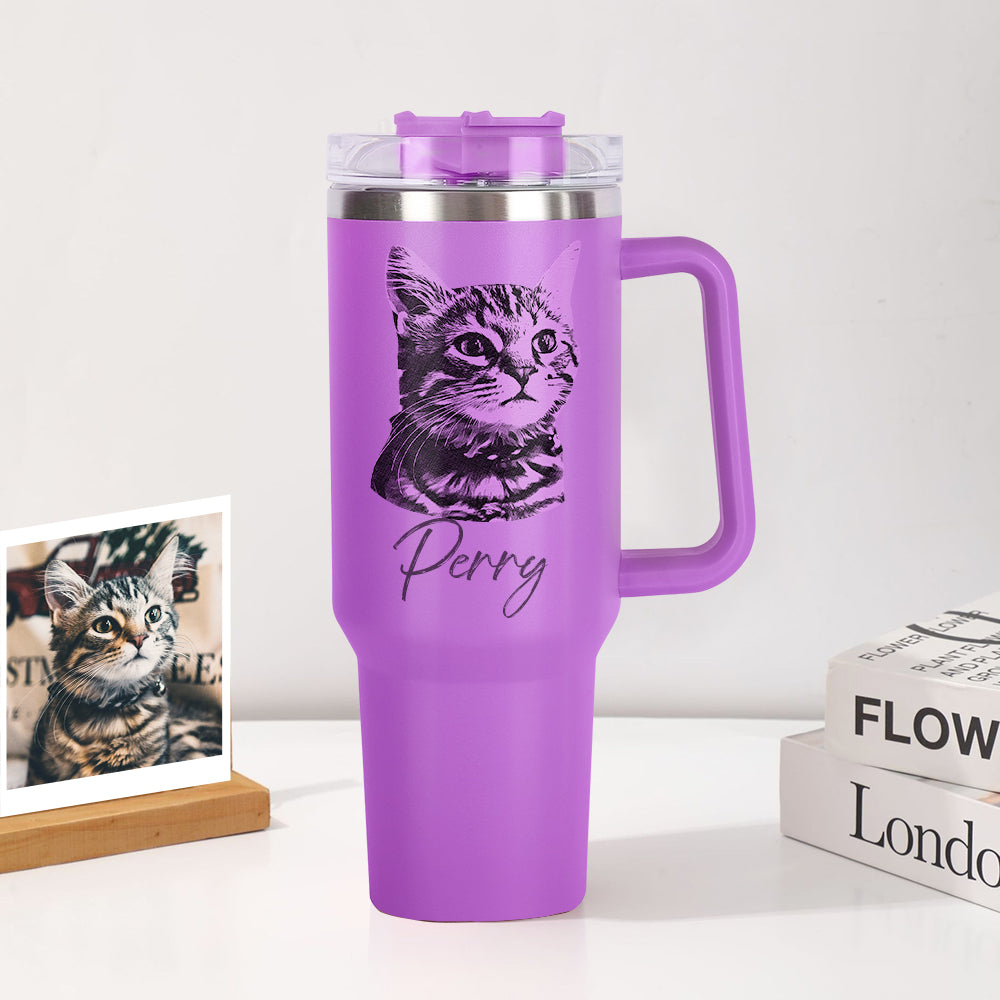 Personalisierter Edelstahl Tumbler mit Griff 1,2L Foto Becher