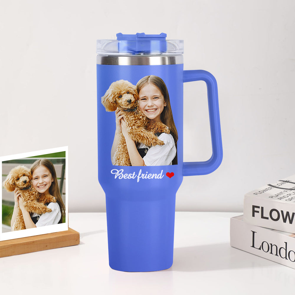 Personalisierter Edelstahl Tumbler mit Griff 1,2L Foto Becher