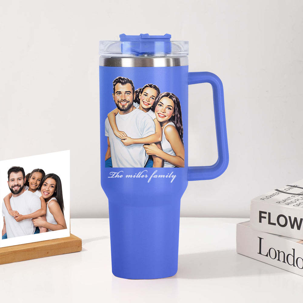 Personalisierter Edelstahl Tumbler mit Griff 1,2L Foto Becher