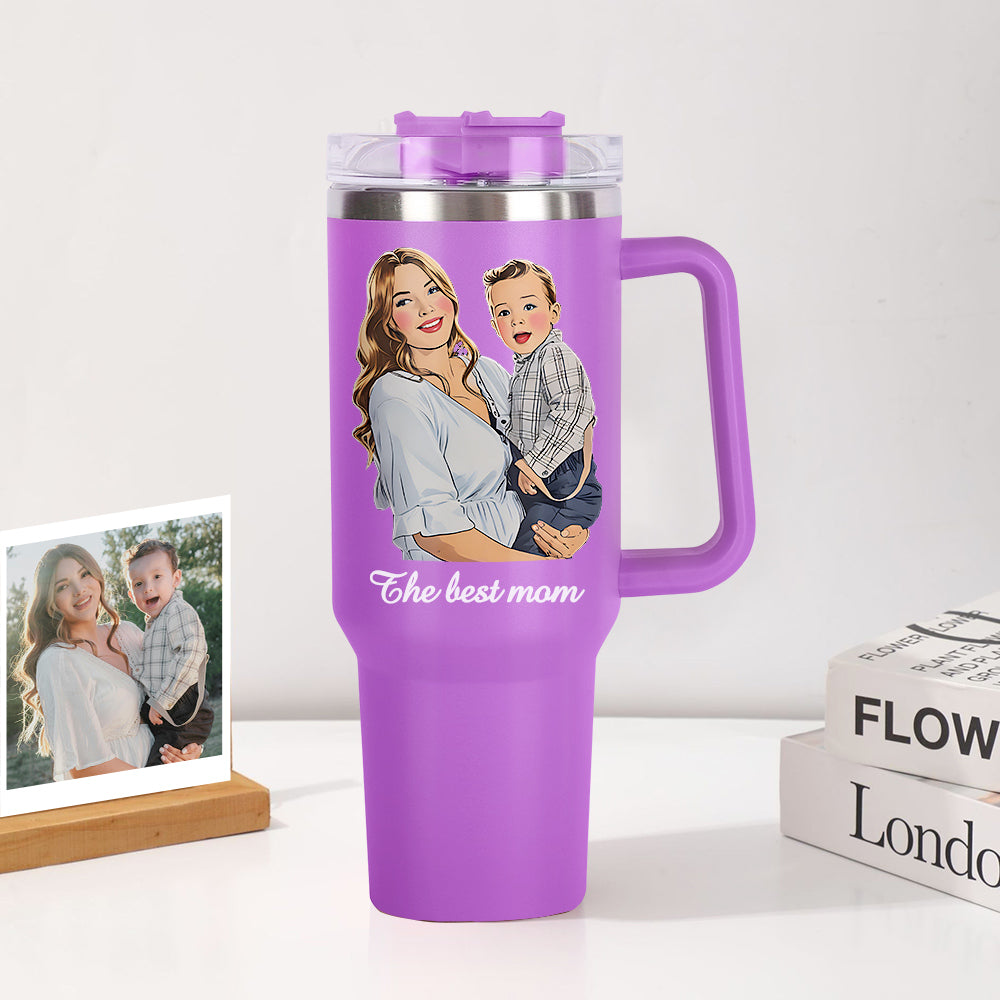 Personalisierter Edelstahl Tumbler mit Griff 1,2L Foto Becher