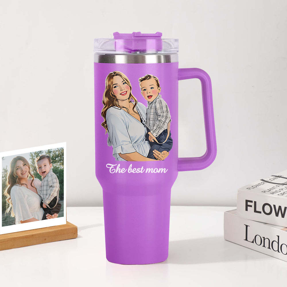 Personalisierter Edelstahl Tumbler mit Griff 1,2L Foto Becher