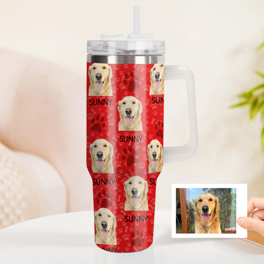 Personalisierter Hund Foto Edelstahlbecher mit Griff Individuelle Hund