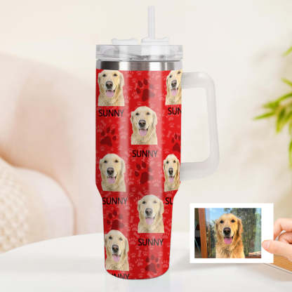 Personalisierter Hund Foto Edelstahlbecher mit Griff Individuelle Hund Foto Tasse 1,2L Becher Weihnachtsgeschenk
