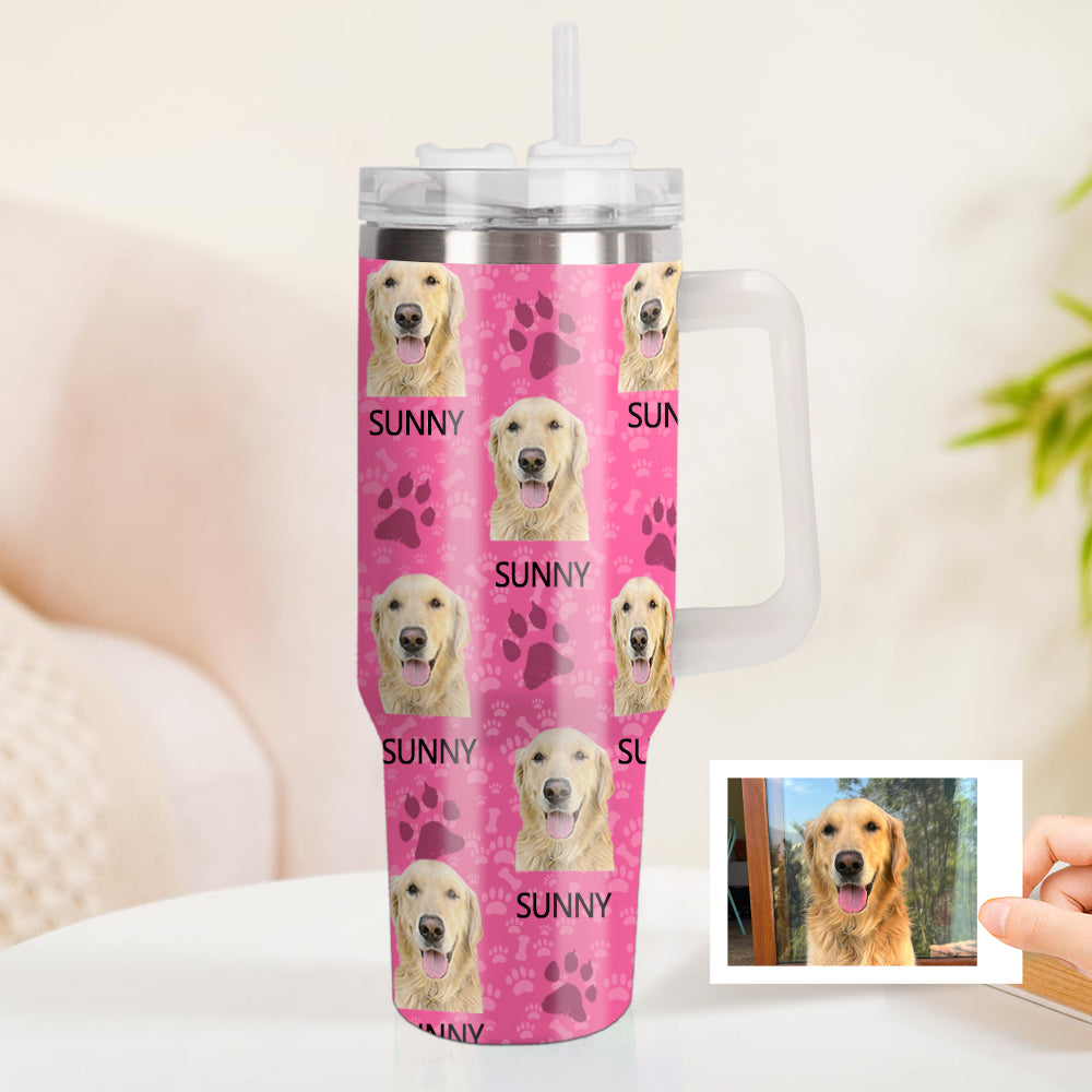 Personalisierter Hund Foto Edelstahlbecher mit Griff Individuelle Hund Foto Tasse 1,2L Becher Weihnachtsgeschenk