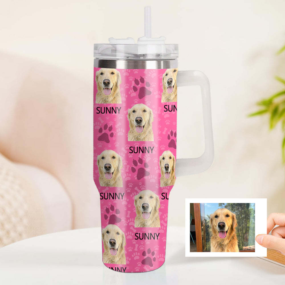 Personalisierter Hund Foto Edelstahlbecher mit Griff Individuelle Hund Foto Tasse 1,2L Becher Weihnachtsgeschenk