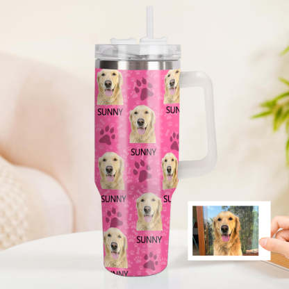 Personalisierter Hund Foto Edelstahlbecher mit Griff Individuelle Hund Foto Tasse 1,2L Becher Weihnachtsgeschenk