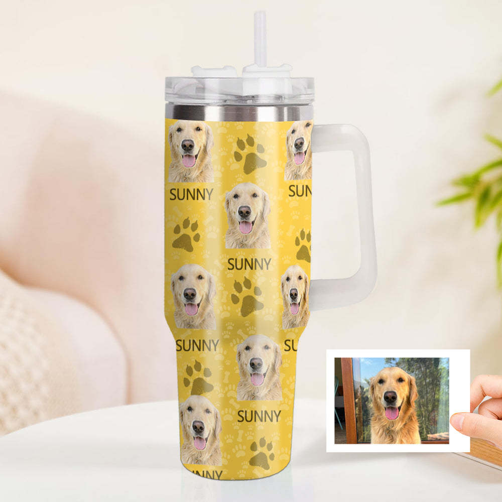 Personalisierter Hund Foto Edelstahlbecher mit Griff Individuelle Hund Foto Tasse 1,2L Becher Weihnachtsgeschenk