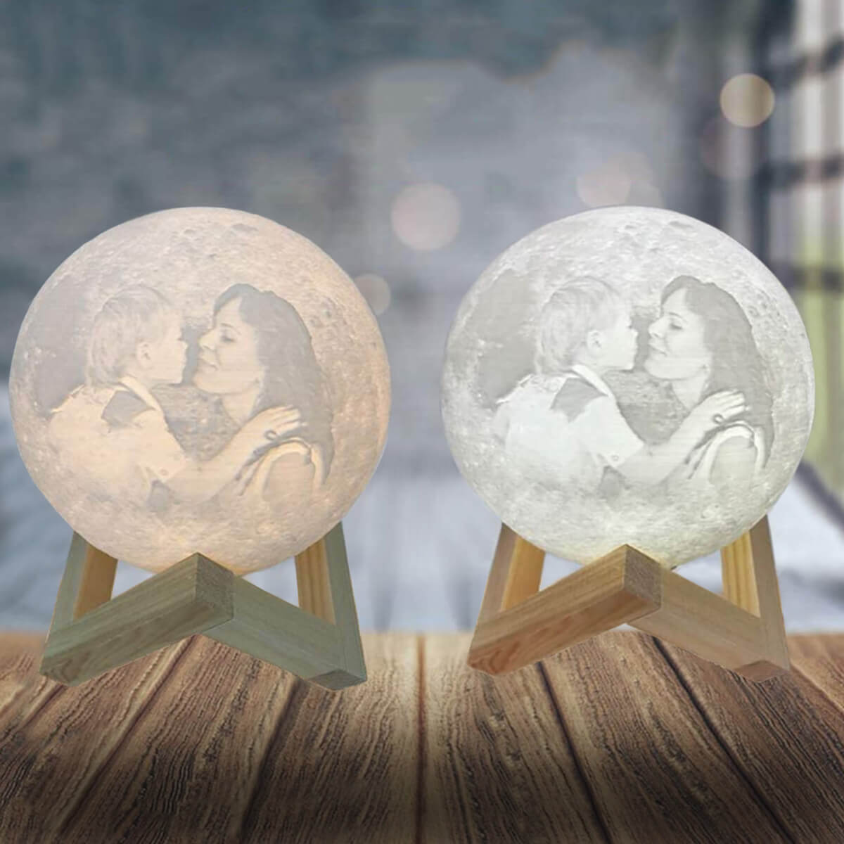Personalisierte Foto Mondlampe 3D Gravur Mondlicht mit 2 Farben oder 16 Farben