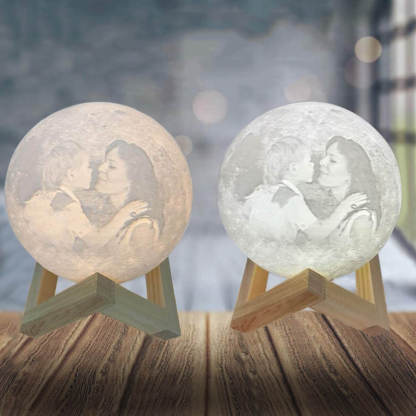 Personalisierte Foto Mondlampe 3D Gravur Mondlicht mit 2 Farben oder 16 Farben