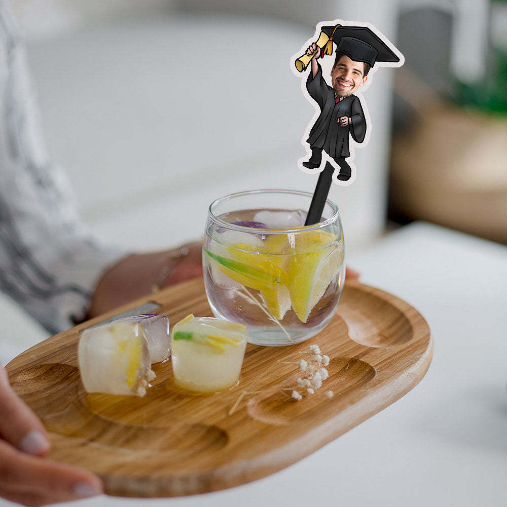 Personalisierte Rührstäbchen Zur Abschlussfeier Mit Gesicht Individuelle Drink Sticks Für Graduation Party Dekoration