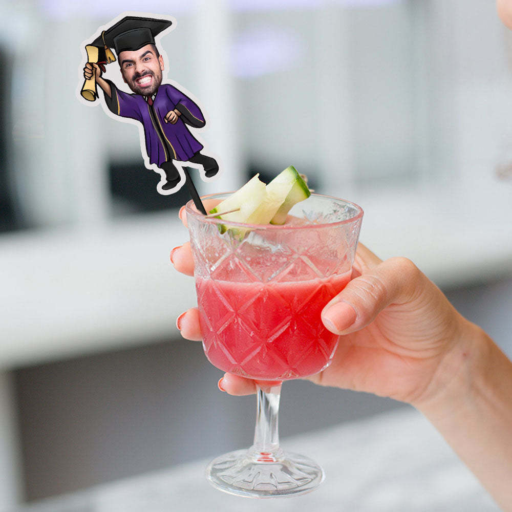 Personalisierte Rührstäbchen Zur Abschlussfeier Mit Gesicht Individuelle Drink Sticks Für Graduation Party Dekoration