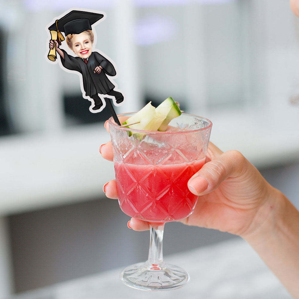 Personalisierte Rührstäbchen Zur Abschlussfeier Mit Gesicht Individuelle Drink Sticks Für Graduation Party Dekoration
