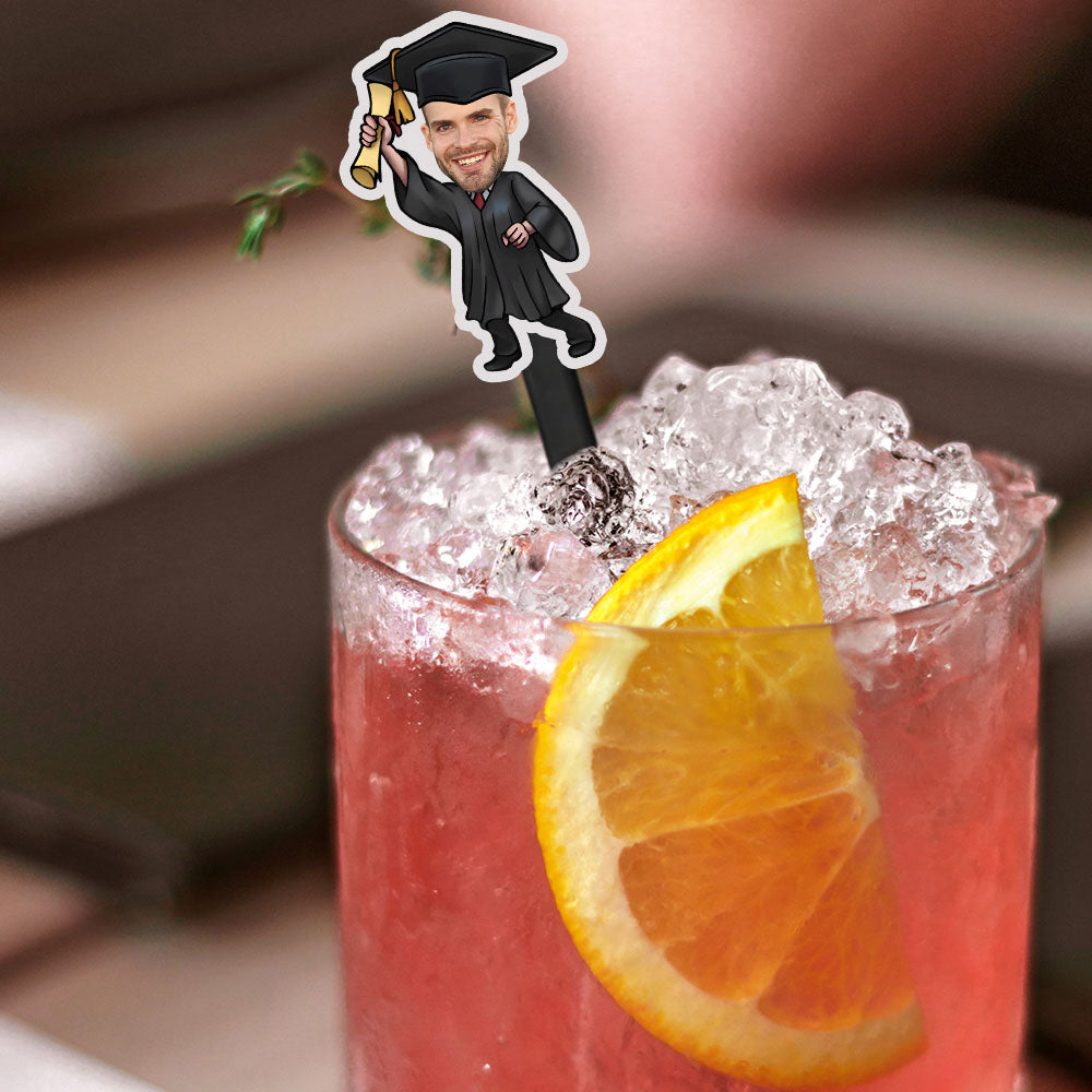 Personalisierte Rührstäbchen Zur Abschlussfeier Mit Gesicht Individuelle Drink Sticks Für Graduation Party Dekoration