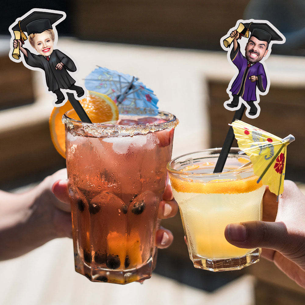 Personalisierte Rührstäbchen Zur Abschlussfeier Mit Gesicht Individuelle Drink Sticks Für Graduation Party Dekoration