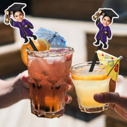 Personalisierte Rührstäbchen Zur Abschlussfeier Mit Gesicht Individuelle Drink Sticks Für Graduation Party Dekoration