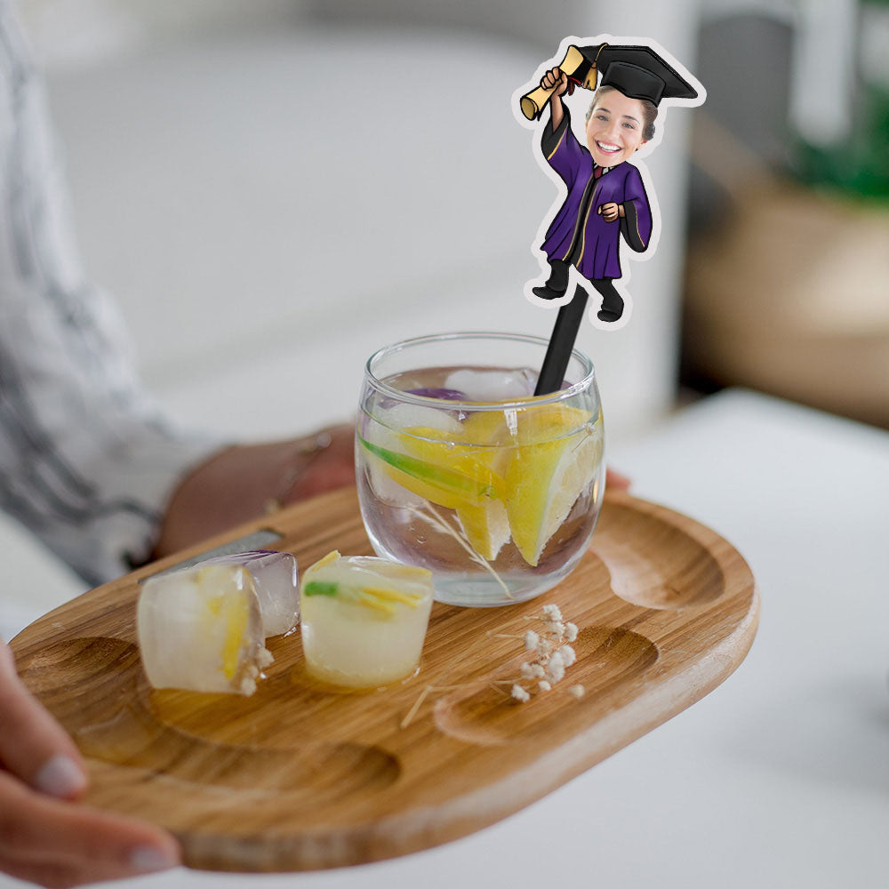 Personalisierte Rührstäbchen Zur Abschlussfeier Mit Gesicht Individuelle Drink Sticks Für Graduation Party Dekoration