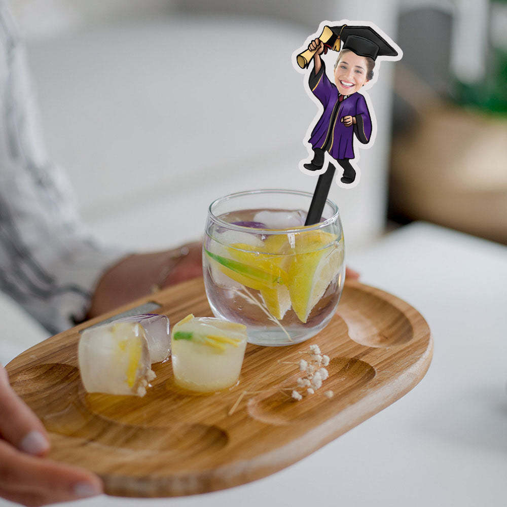 Personalisierte Rührstäbchen Zur Abschlussfeier Mit Gesicht Individuelle Drink Sticks Für Graduation Party Dekoration