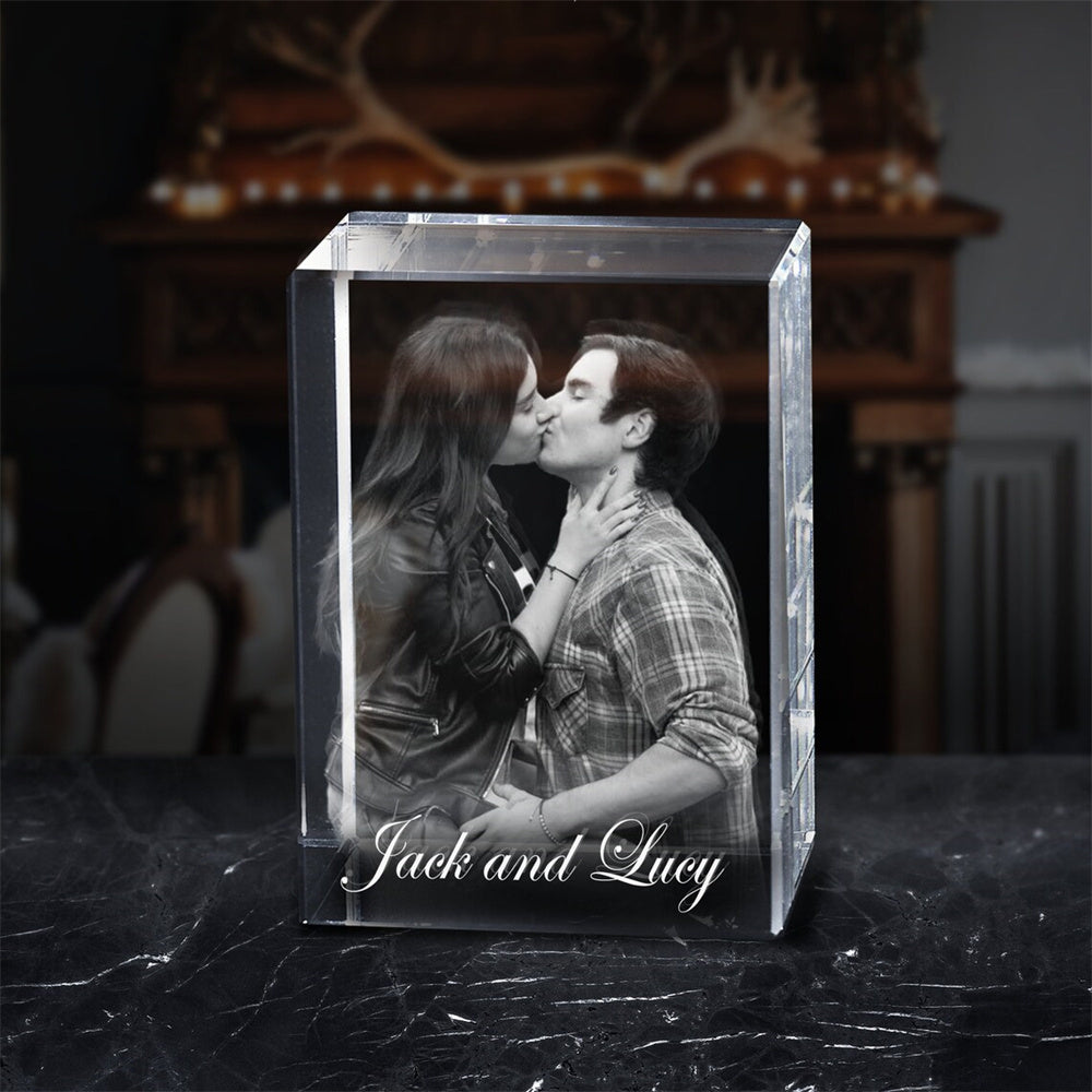 Jahrestag Geschenk Personalisierter 3D Foto Kristall Mit Lasergravur Individuelles Kristallfoto Für Partner