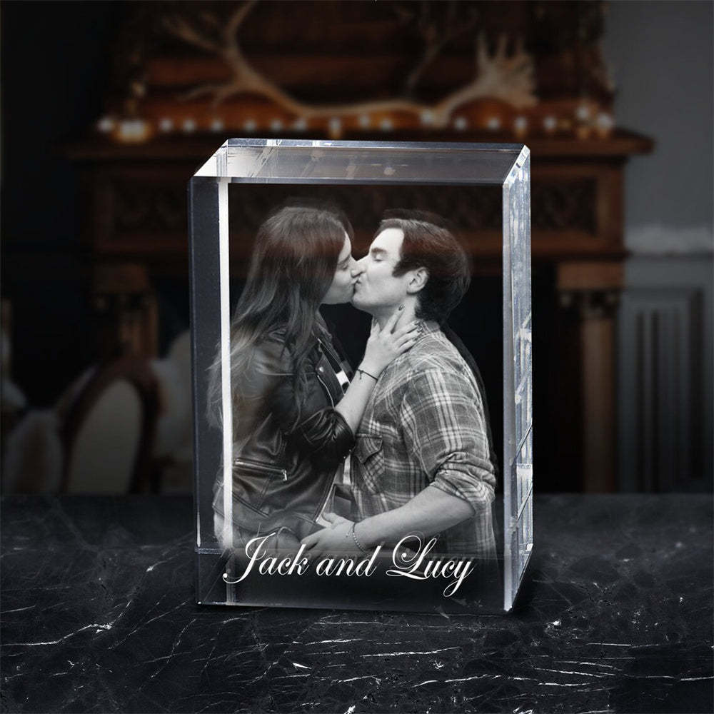 Jahrestag Geschenk Personalisierter 3D Foto Kristall Mit Lasergravur Individuelles Kristallfoto Für Partner
