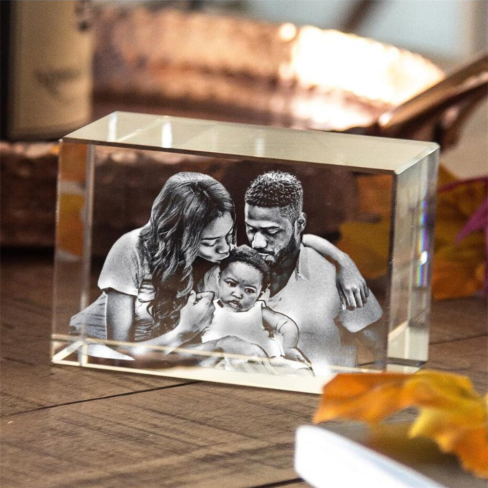 Vatertag Geschenk Personalisierter 3D Foto Kristall Mit Lasergravur Individuelles Kristallfoto Für Väter