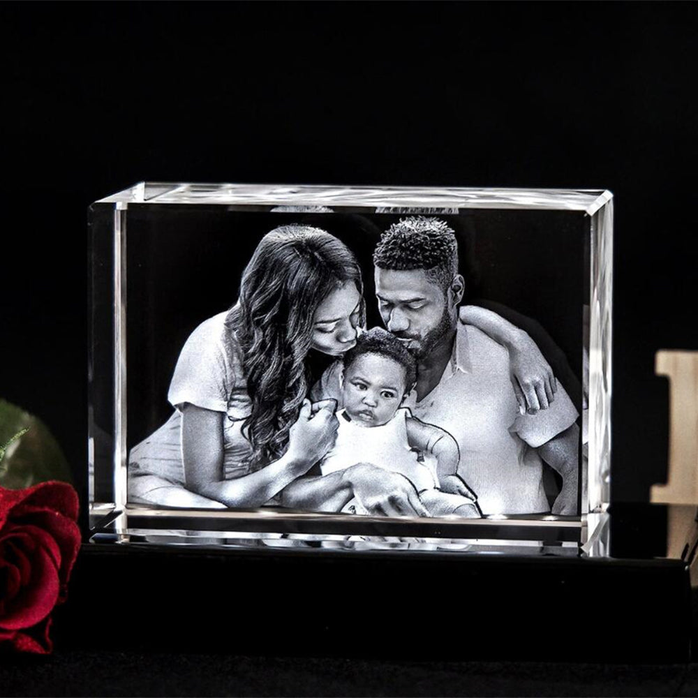 Weihnachtsgeschenk Personalisierter 3D Foto Kristall Mit Lasergravur Individuelles Kristallfoto Geschenk
