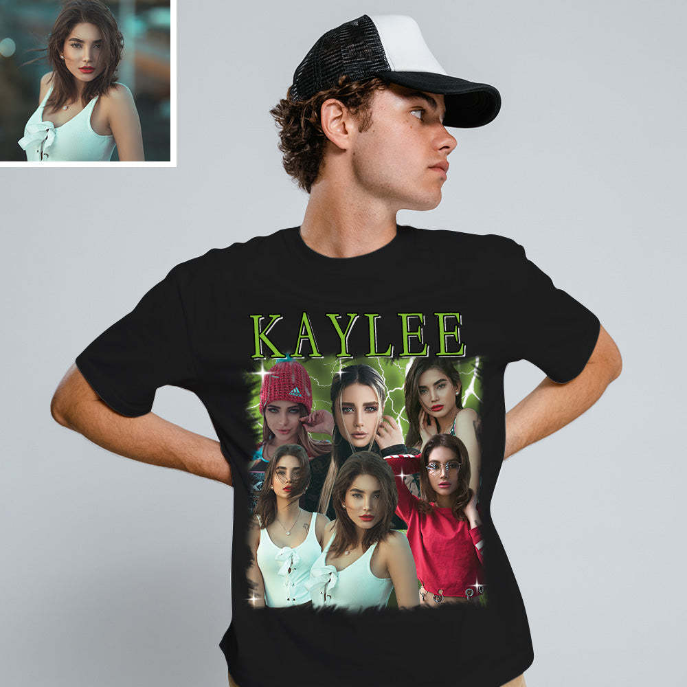 Unisex Personalisierte Foto und Namens T-Shirt Custom Foto Vintage Grafik T-Shirts