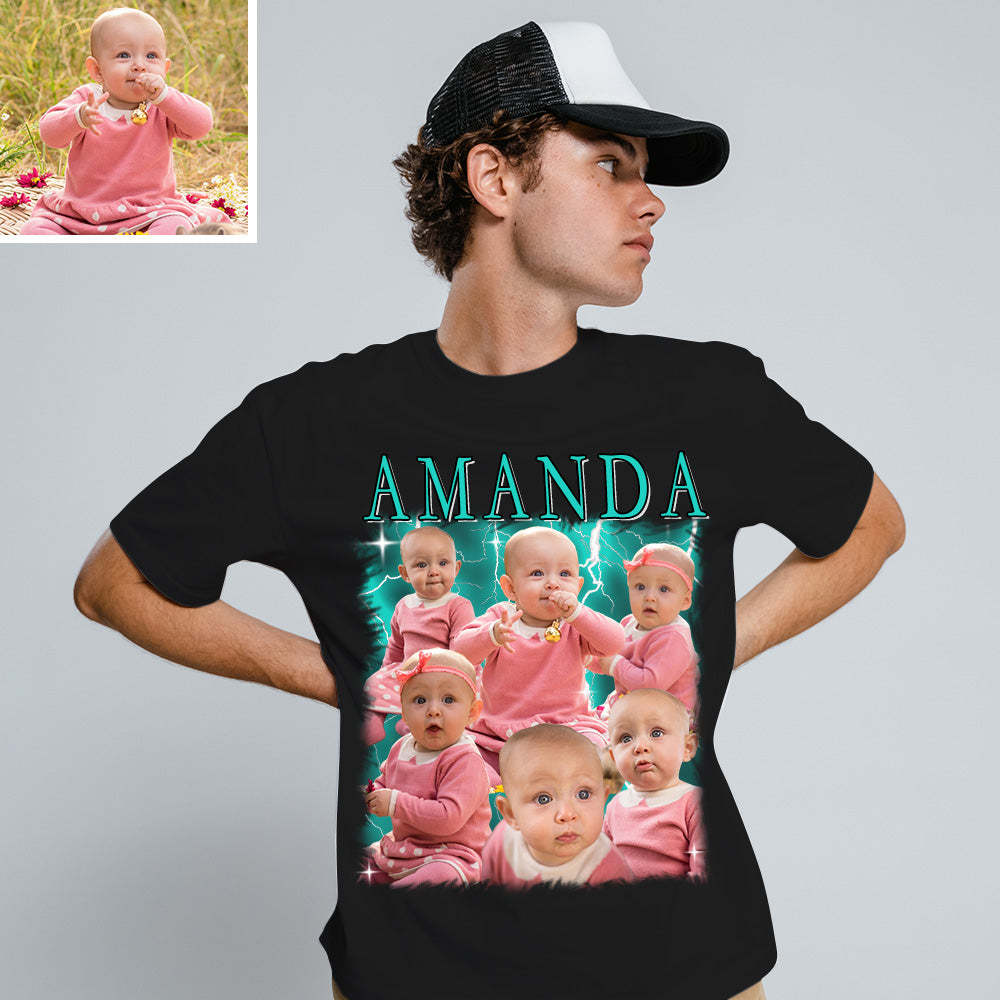 Unisex Personalisierte Foto und Namens T-Shirt Custom Foto Vintage Grafik T-Shirts