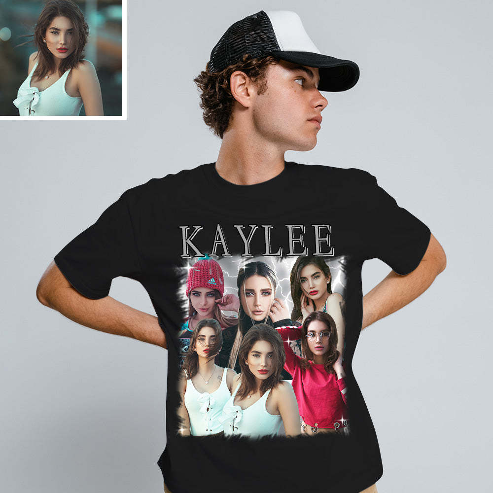 Unisex Personalisierte Foto und Namens T-Shirt Custom Foto Vintage Grafik T-Shirts