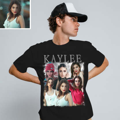 Unisex Personalisierte Foto und Namens T-Shirt Custom Foto Vintage Grafik T-Shirts