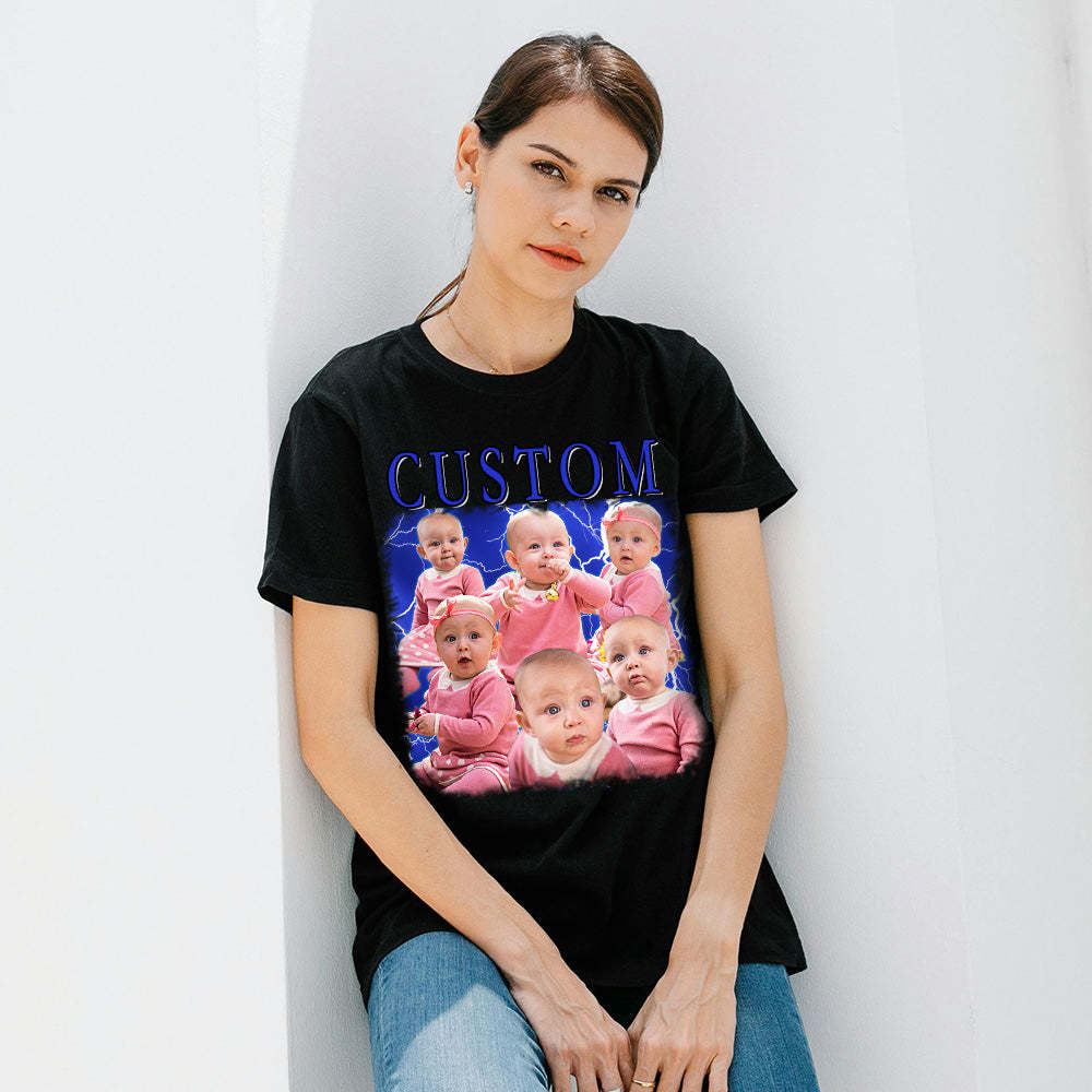 Unisex Personalisierte Foto und Namens T-Shirt Custom Foto Vintage Grafik T-Shirts