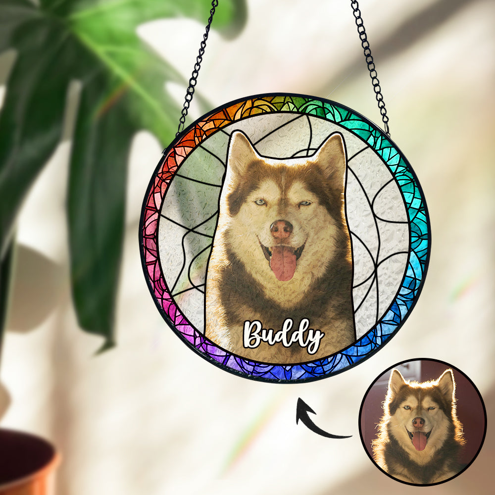 Personalisierter Katzen Hund Buntglas Sonnenfänger Haustier Ornament Andenken Geschenke Für Tierliebhaber