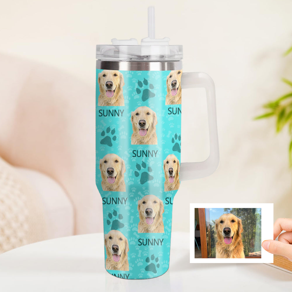 Personalisierter Hund Foto Edelstahlbecher mit Griff Individuelle Hund Foto Tasse 1,2L Becher Weihnachtsgeschenk