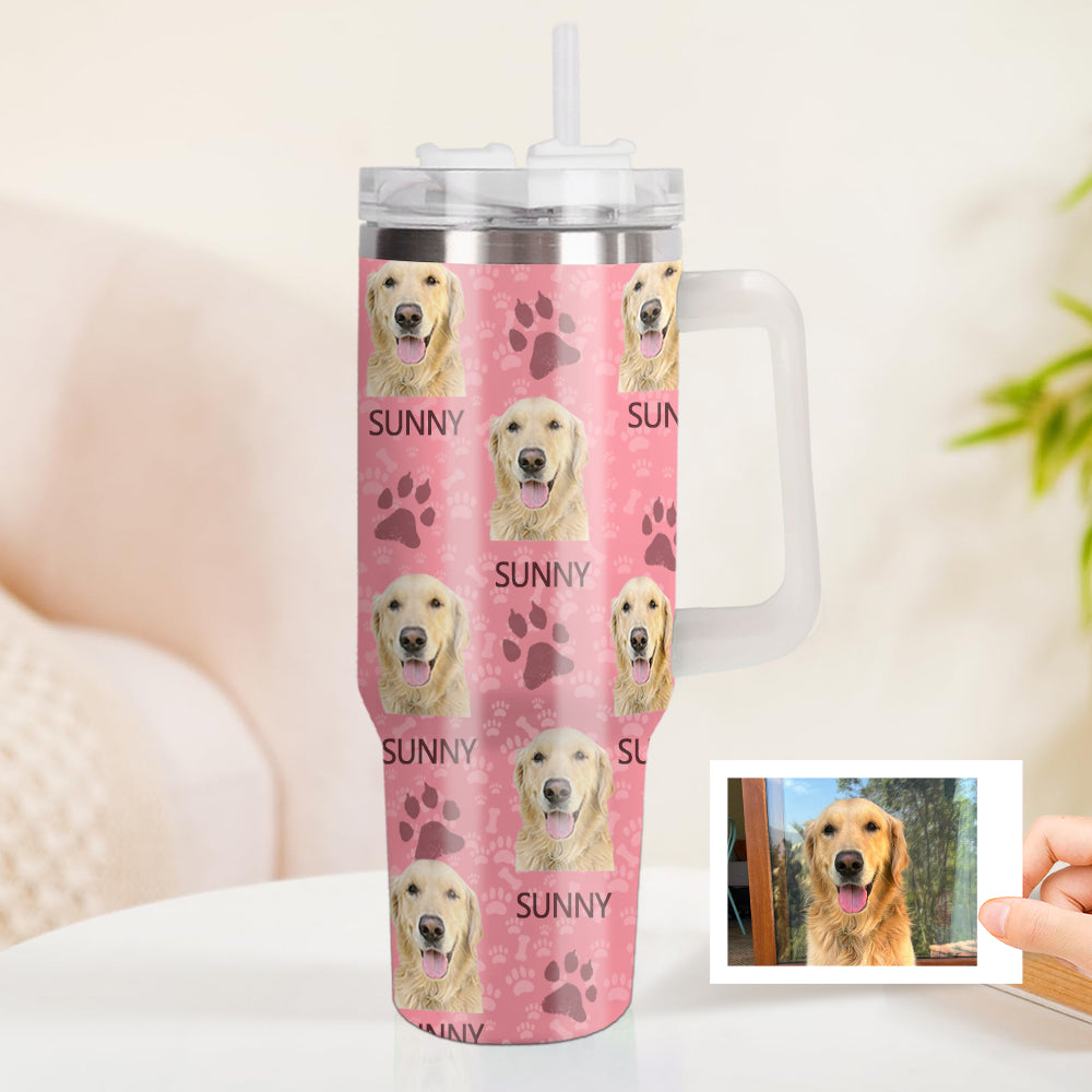 Personalisierter Hund Foto Edelstahlbecher mit Griff Individuelle Hund Foto Tasse 1,2L Becher Weihnachtsgeschenk