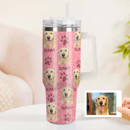 Personalisierter Hund Foto Edelstahlbecher mit Griff Individuelle Hund Foto Tasse 1,2L Becher Weihnachtsgeschenk