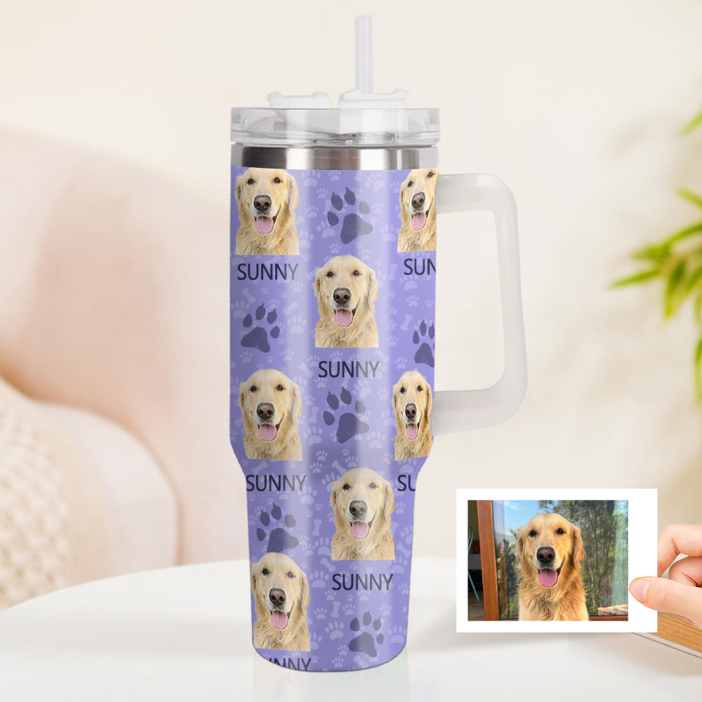 Personalisierter Hund Foto Edelstahlbecher mit Griff Individuelle Hund Foto Tasse 1,2L Becher Weihnachtsgeschenk