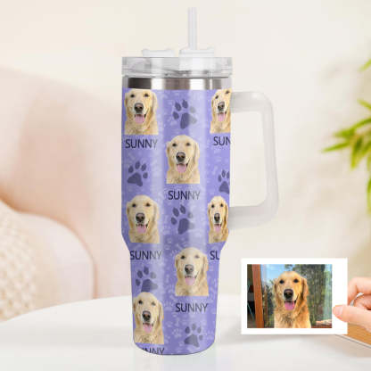 Personalisierter Hund Foto Edelstahlbecher mit Griff Individuelle Hund Foto Tasse 1,2L Becher Weihnachtsgeschenk