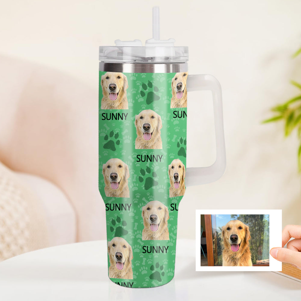 Personalisierter Hund Foto Edelstahlbecher mit Griff Individuelle Hund Foto Tasse 1,2L Becher Weihnachtsgeschenk